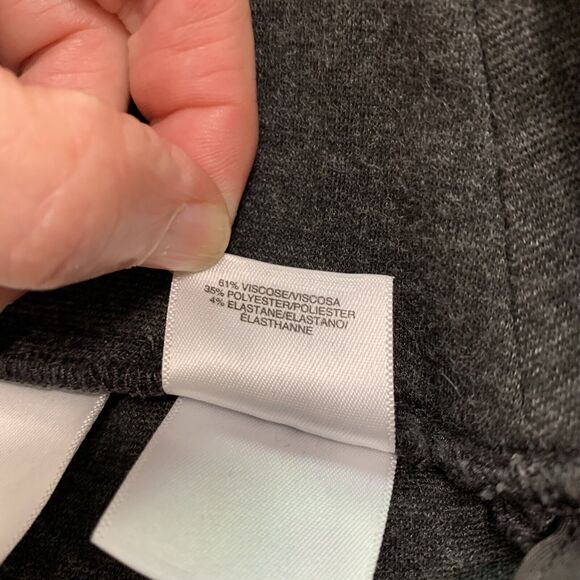 Kasper Pants Women 10 P Gray Ponte Stretch Knit Straight Leg High Waist Pullon - Picture 5 of 11